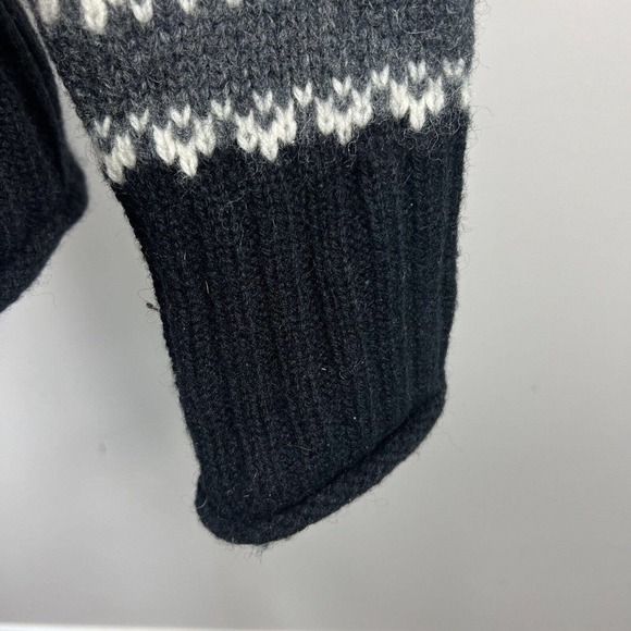 Eddie Bauer Vintage Gray Black Fair Isle Nordic Wool Cardigan Sweater S - Picture 8 of 14
